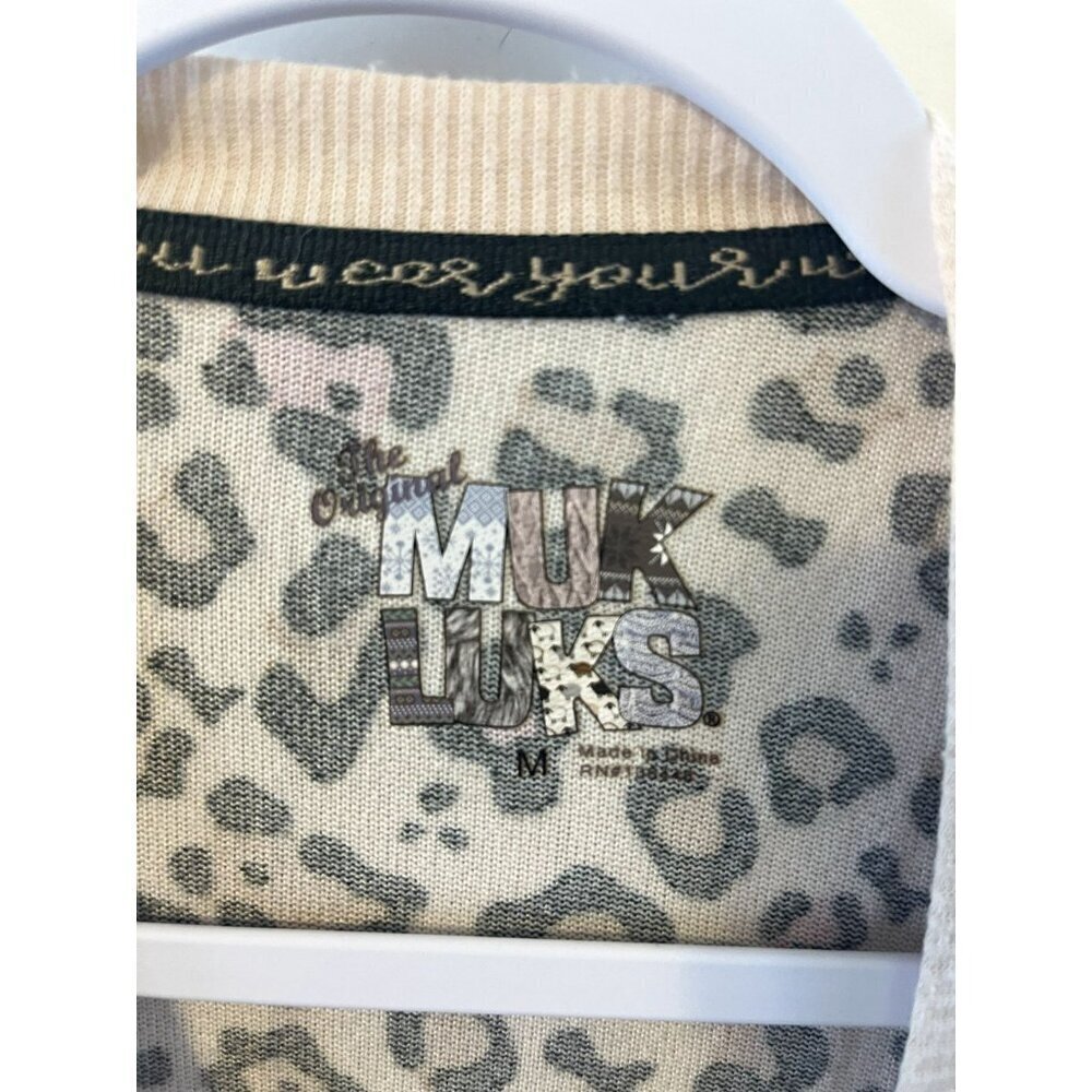 MUK LUKS Pink Cheetah Loungewear Shirt SOFT Womens M NWOT - Picture 5 of 5